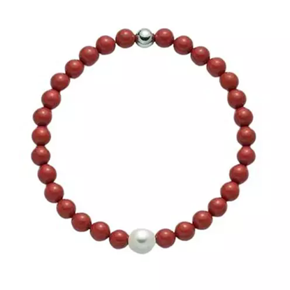 Immagine di BRACCIALE IN ARGENTO + AGGREG ROSSO 7.5-8 MM