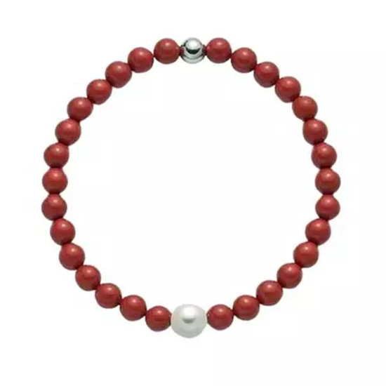 Immagine di BRACCIALE IN ARGENTO + AGGREG ROSSO 7.5-8 MM