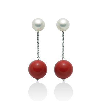 Immagine di ORECCHINI PERLA E CORALLO ROSSO